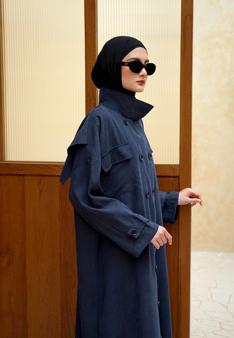 Shanum Long Coat - Dark Navy - Image 6