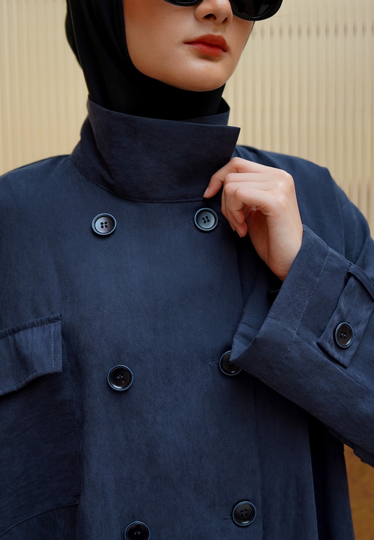 Shanum Long Coat - Dark Navy - Image 7